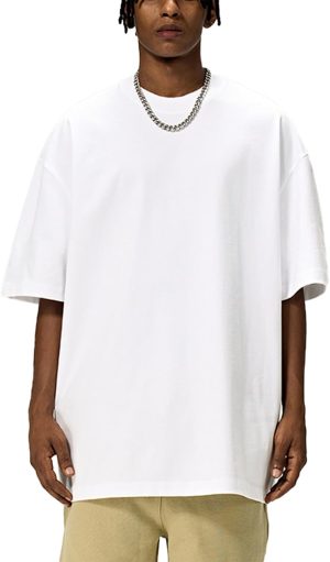 Men's Oversized Cotton t Shirt Heavyweight Tee Casual Crew Neck Short Sleeve Loose Summer Basic Tops